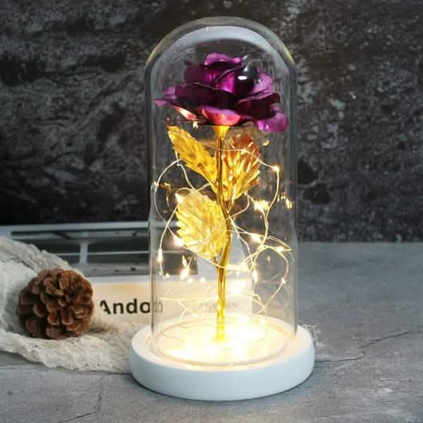 LED Glass Cover Simulation Foil Rose Flower by DailySale