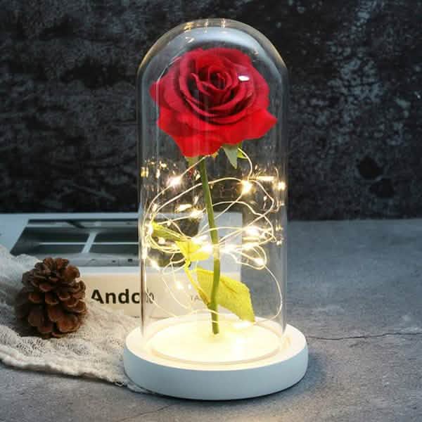 LED Glass Cover Simulation Foil Rose Flower by DailySale