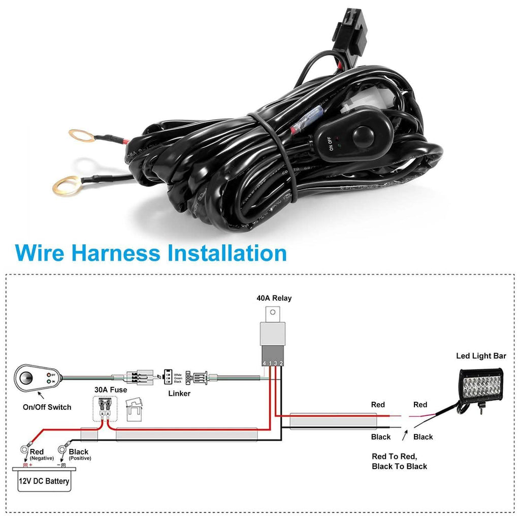 LED Light Bar Wiring Harness Kit Universal Fitment by DailySale