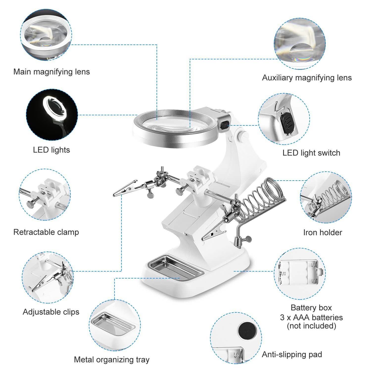 LED Lights Helping Hands Magnifying Glass by DailySale