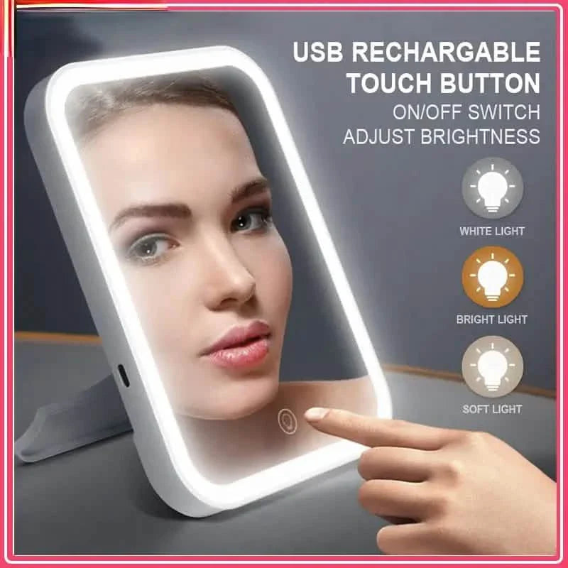 LED Makeup Mirror Touch Screen 3 Light Portable Standing Folding Vanity Mirror by DailySale