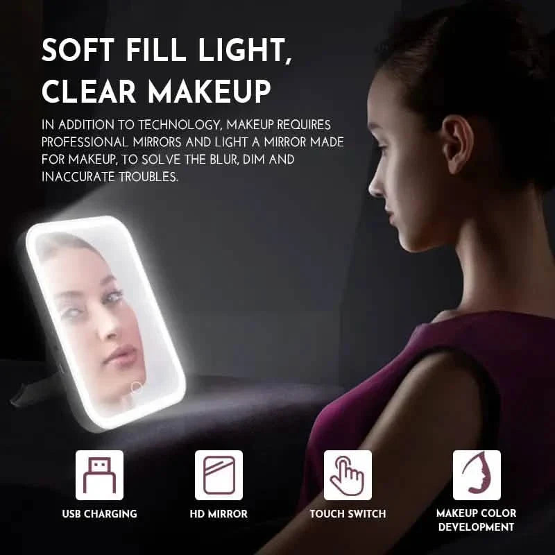 LED Makeup Mirror Touch Screen 3 Light Portable Standing Folding Vanity Mirror by DailySale