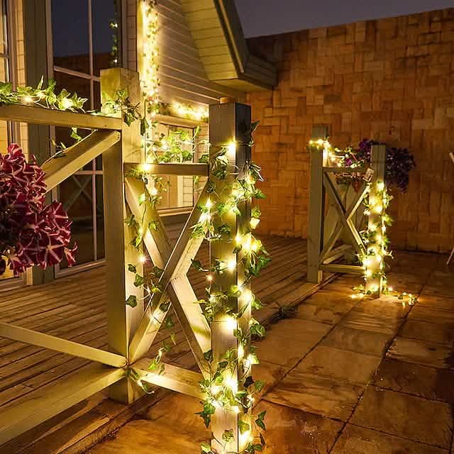 LED Solar Ivy Leaf String Light by DailySale
