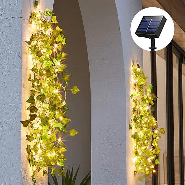 LED Solar Ivy Leaf String Light by DailySale