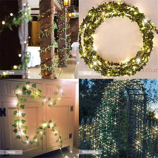 LED Solar Ivy Leaf String Light by DailySale