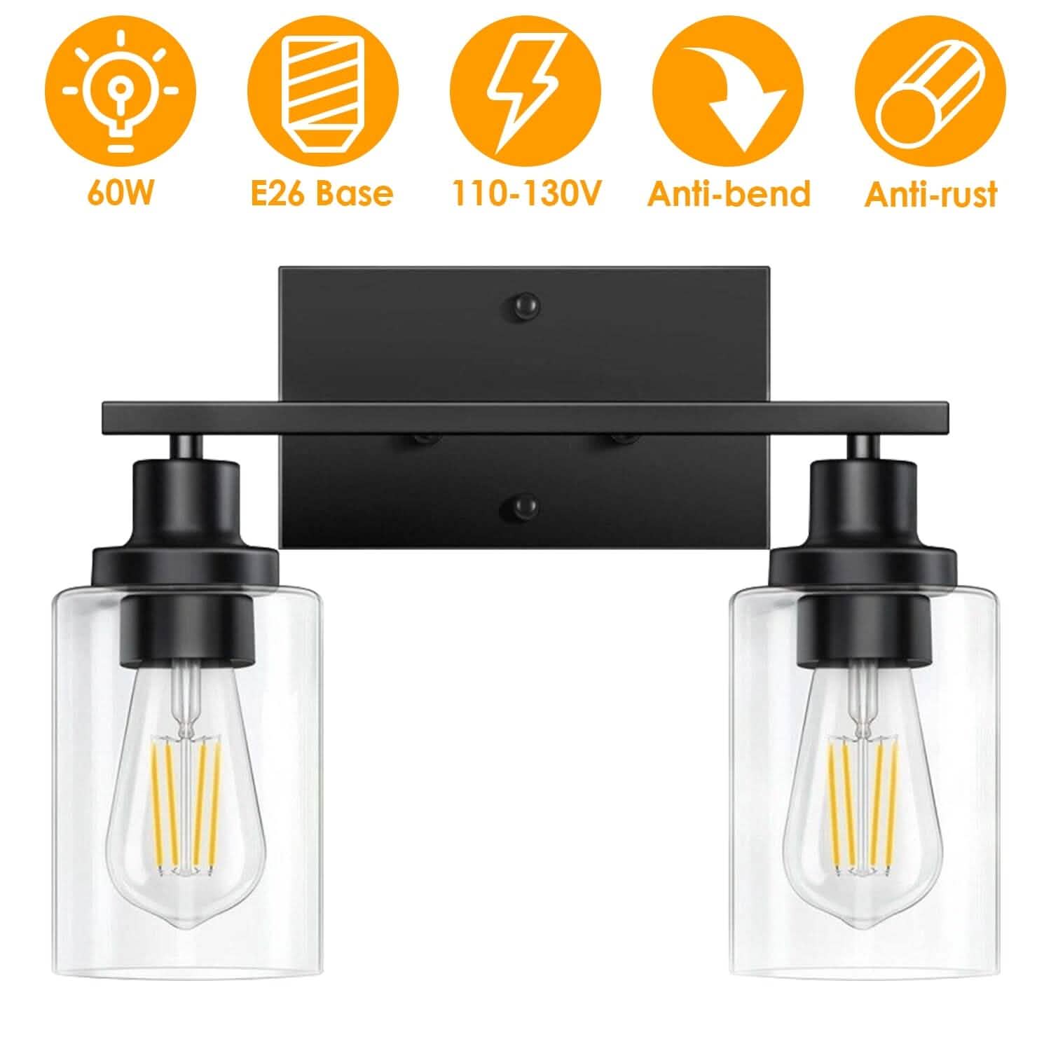 Light Wall Scone Lighting with Clear Glass by DailySale