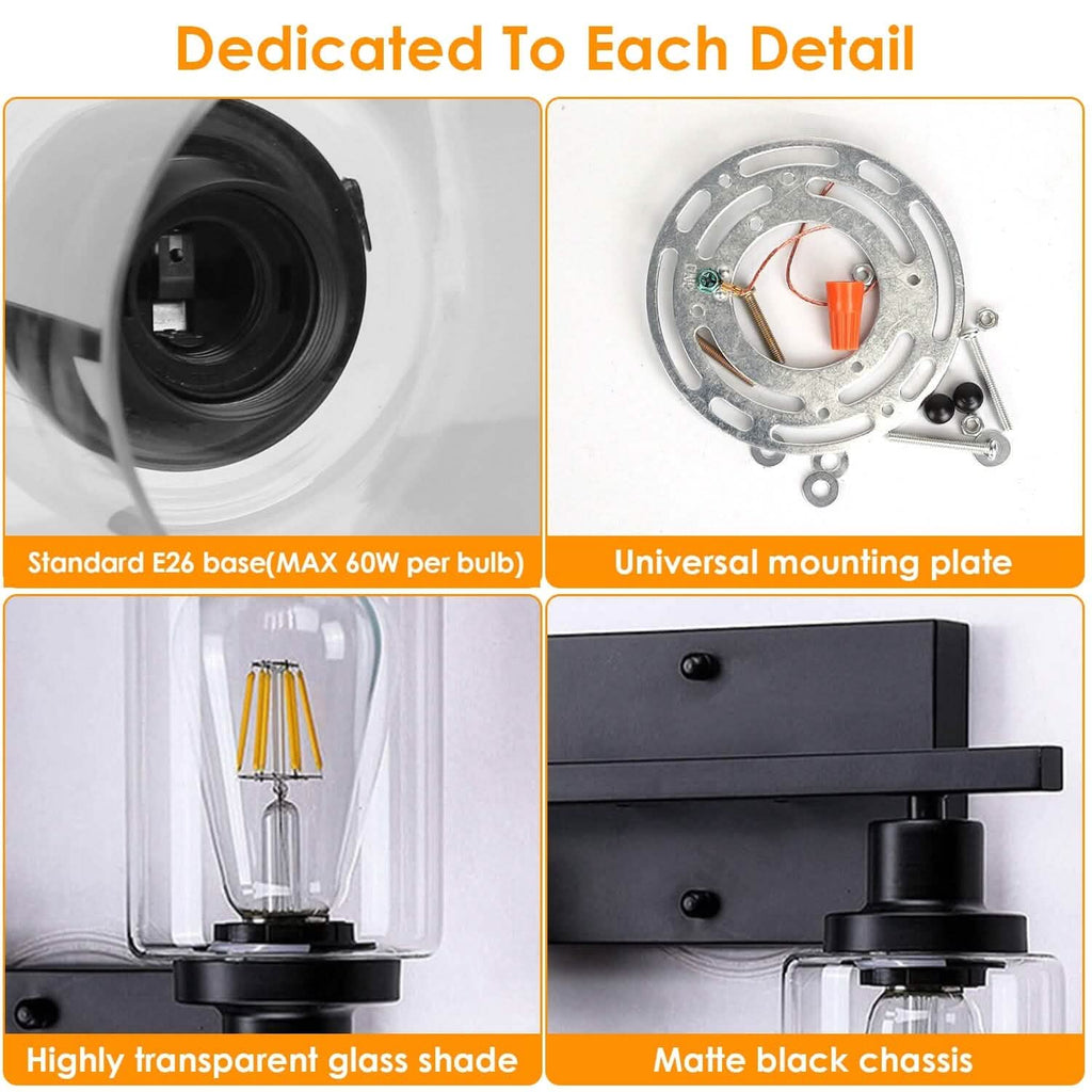 Light Wall Scone Lighting with Clear Glass by DailySale