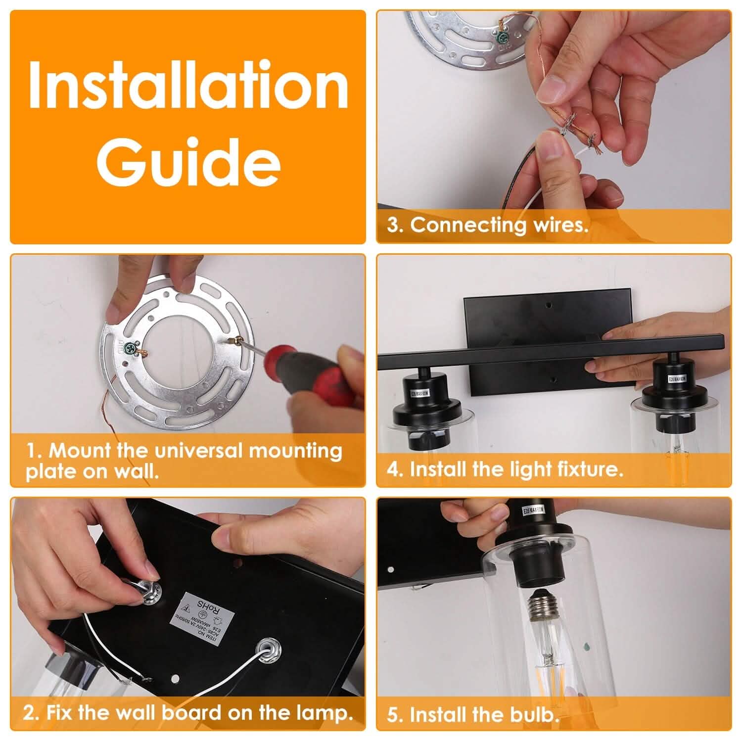 Light Wall Scone Lighting with Clear Glass by DailySale