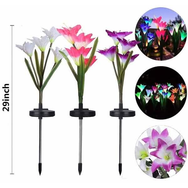 Lily Flower Multi-Color Changing LED Solar Powered Lights by DailySale
