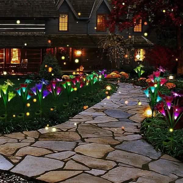 Lily Flower Multi-Color Changing LED Solar Powered Lights by DailySale
