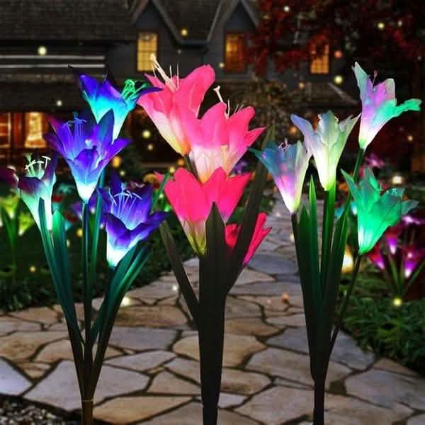 Lily Flower Multi-Color Changing LED Solar Powered Lights by DailySale