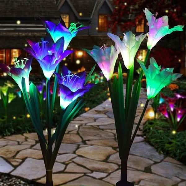 Lily Flower Multi-Color Changing LED Solar Powered Lights by DailySale