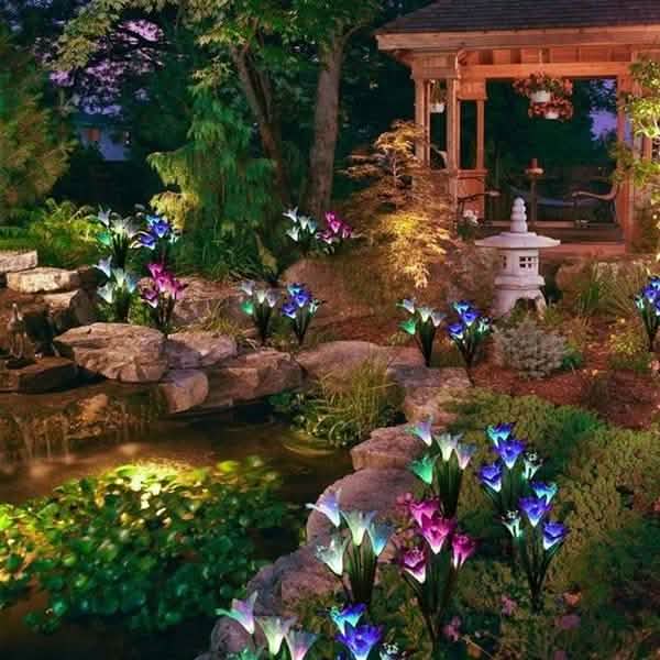 Lily Flower Multi-Color Changing LED Solar Powered Lights by DailySale