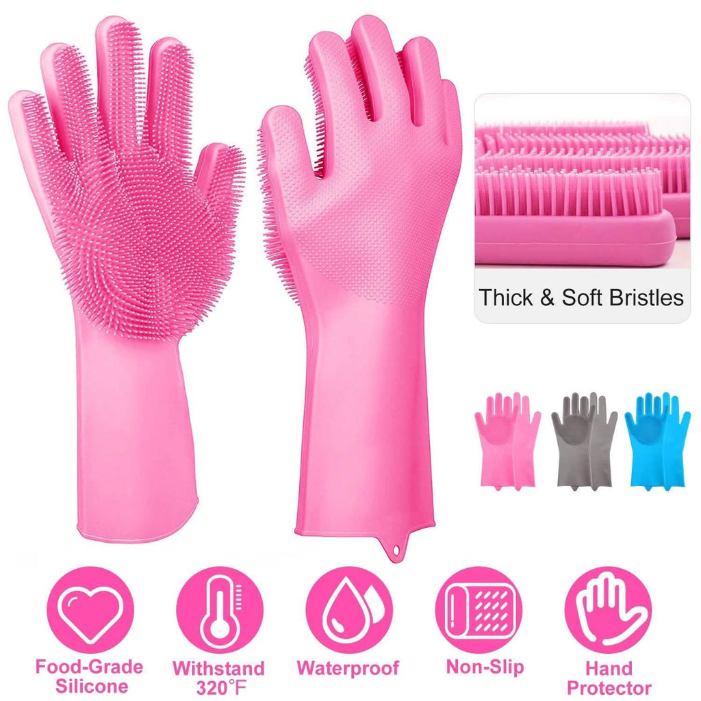 Magic Silicone Brush Dishwashing Gloves by DailySale