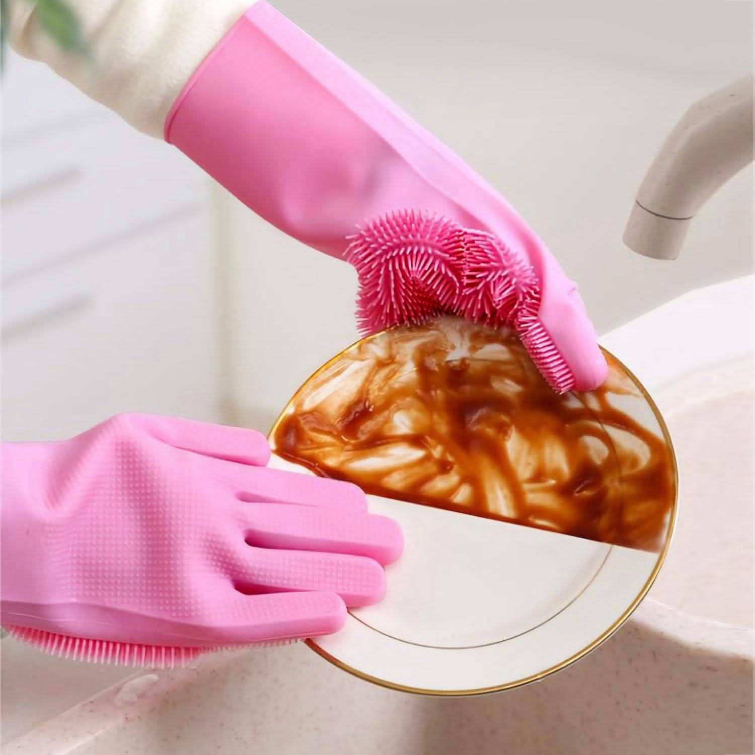 Magic Silicone Brush Dishwashing Gloves by DailySale
