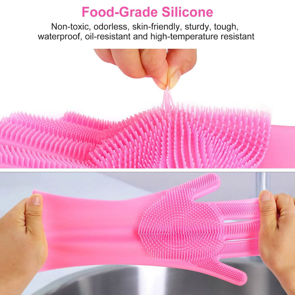 Magic Silicone Brush Dishwashing Gloves by DailySale