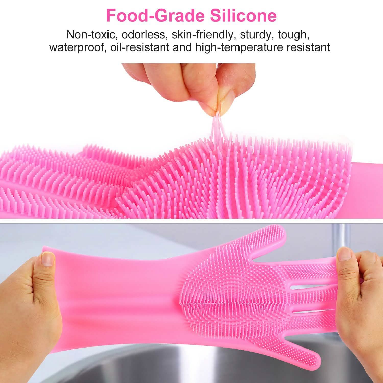 Magic Silicone Brush Dishwashing Gloves by DailySale