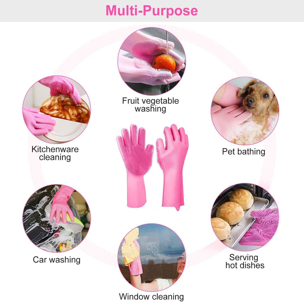 Magic Silicone Brush Dishwashing Gloves by DailySale