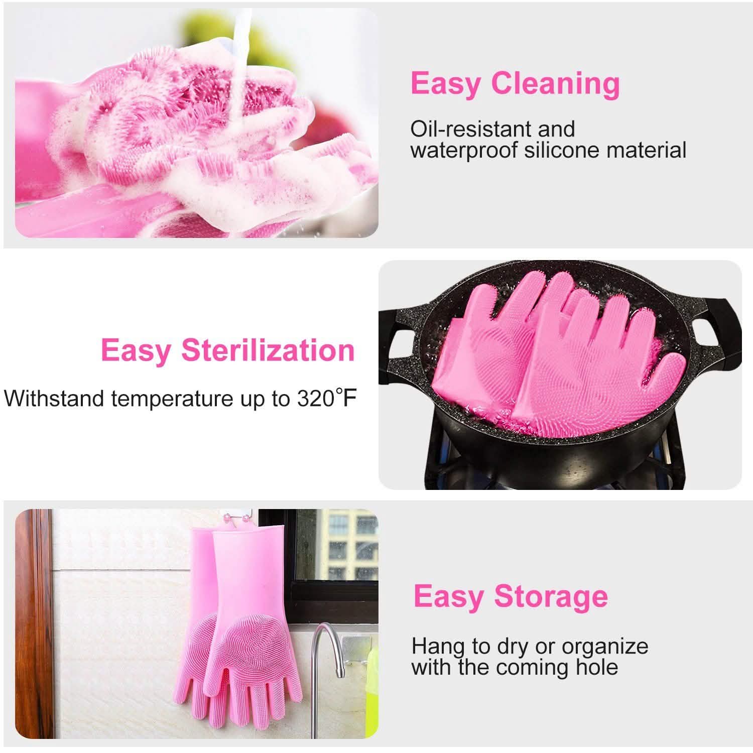 Magic Silicone Brush Dishwashing Gloves by DailySale