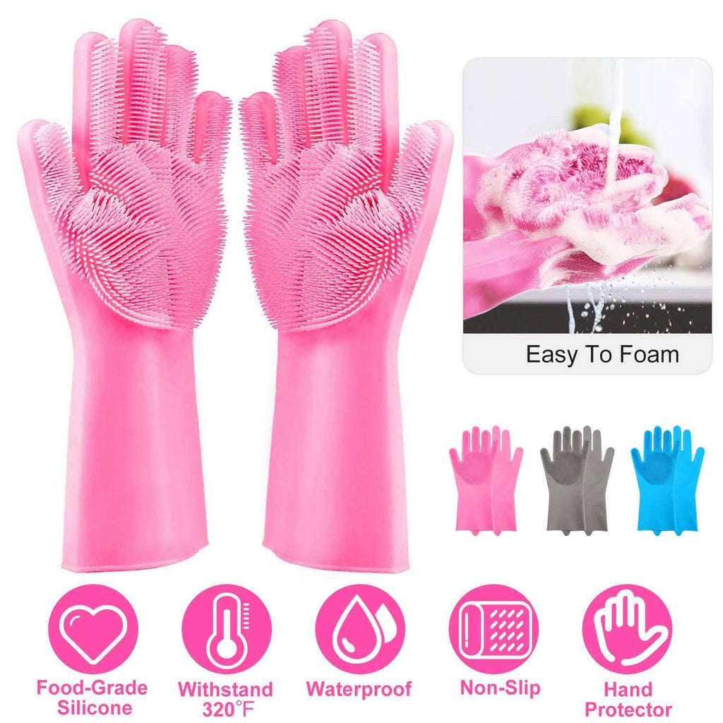 Magic Silicone Brush Dishwashing Gloves by DailySale