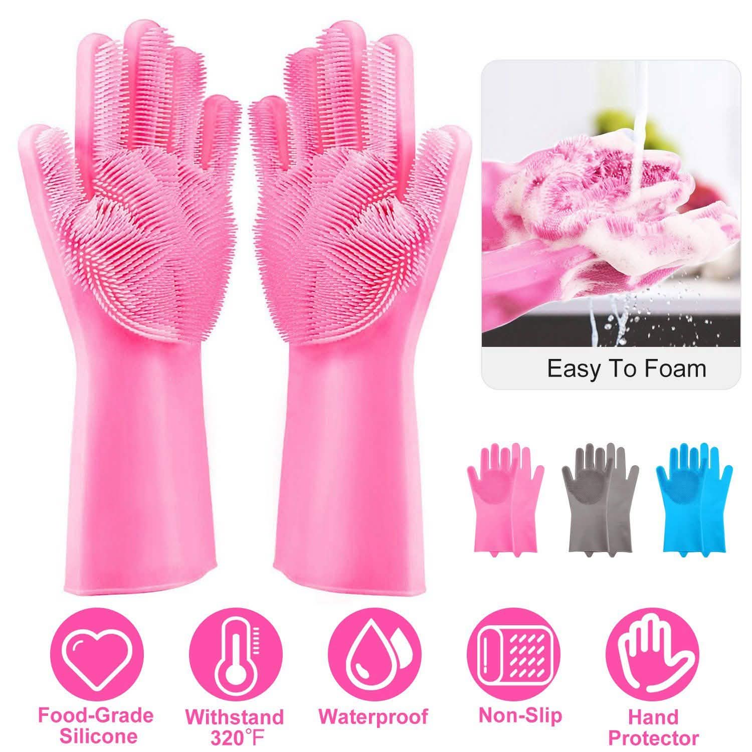 Magic Silicone Brush Dishwashing Gloves by DailySale