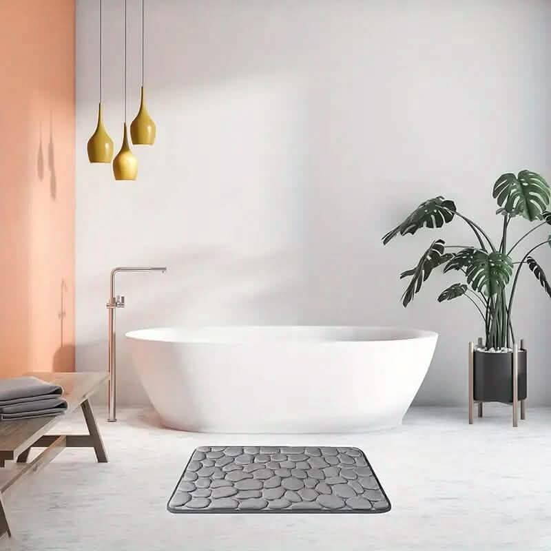 Memory Foam Bath Rug with Cobblestone Embossment by DailySale