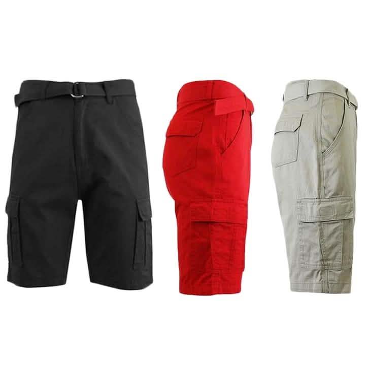 Men's 100% Cotton Belted Cargo Shorts - Assorted Colors and Sizes by DailySale