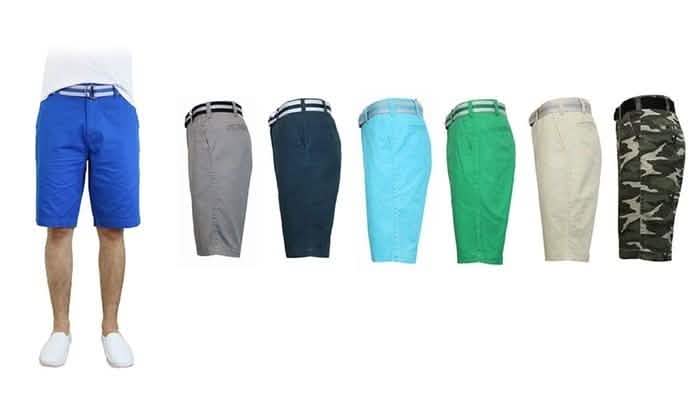 Men's Slim Fit Flat Front Belted Shorts - Assorted Colors and Sizes by DailySale