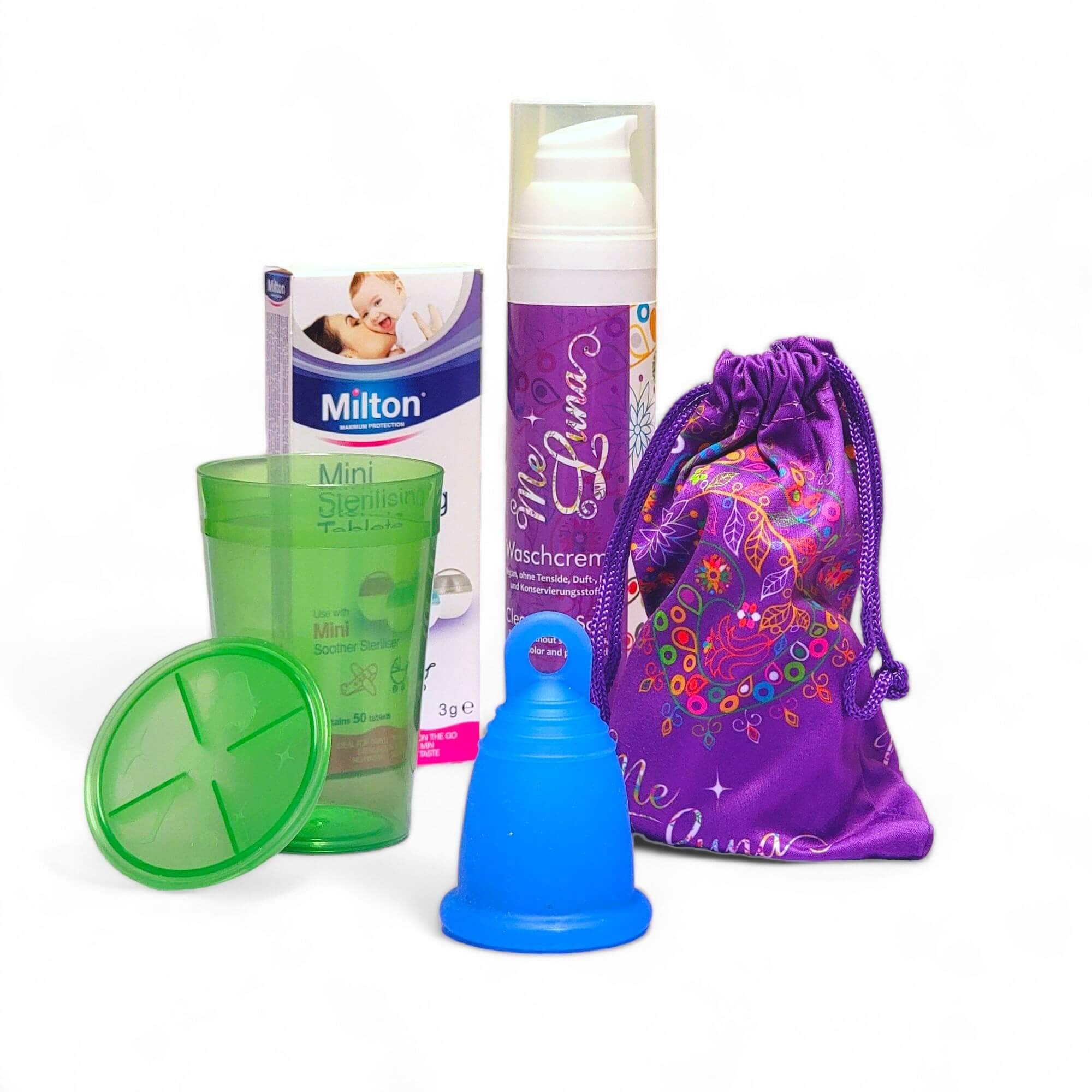 Menstrual Cup Beginner Kit by MeLuna- with Milton Tabs -  BLUE Cup