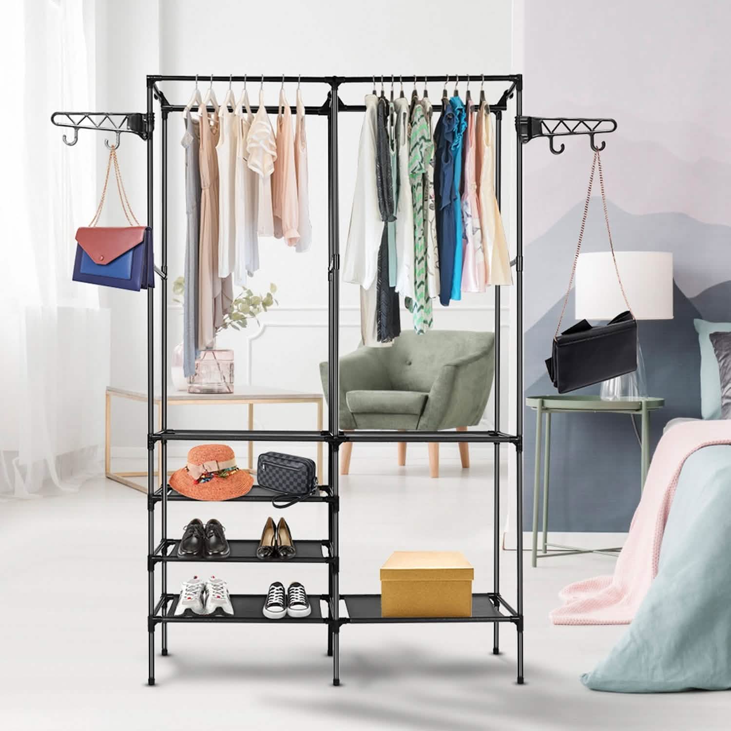 Metal Garment Rack Shoe Clothing Organizer Shelves by DailySale