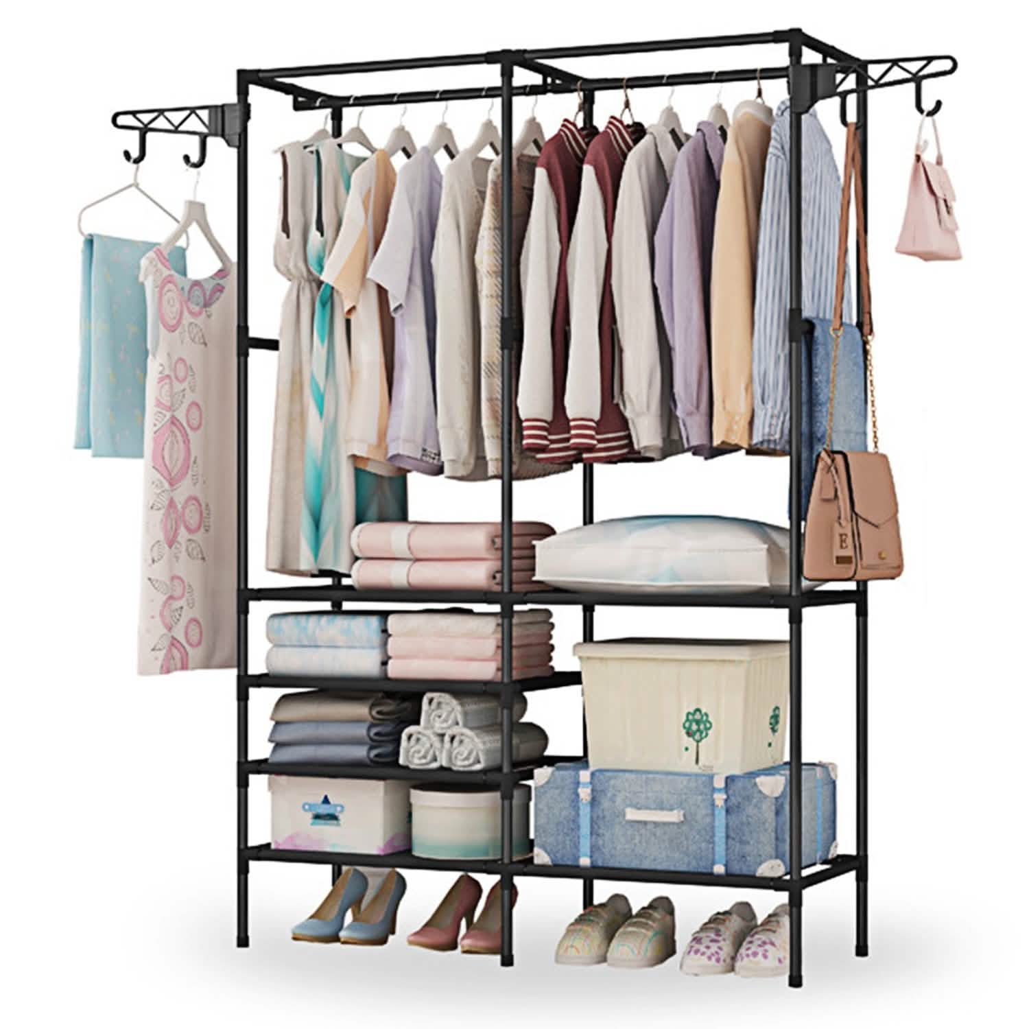 Metal Garment Rack Shoe Clothing Organizer Shelves by DailySale
