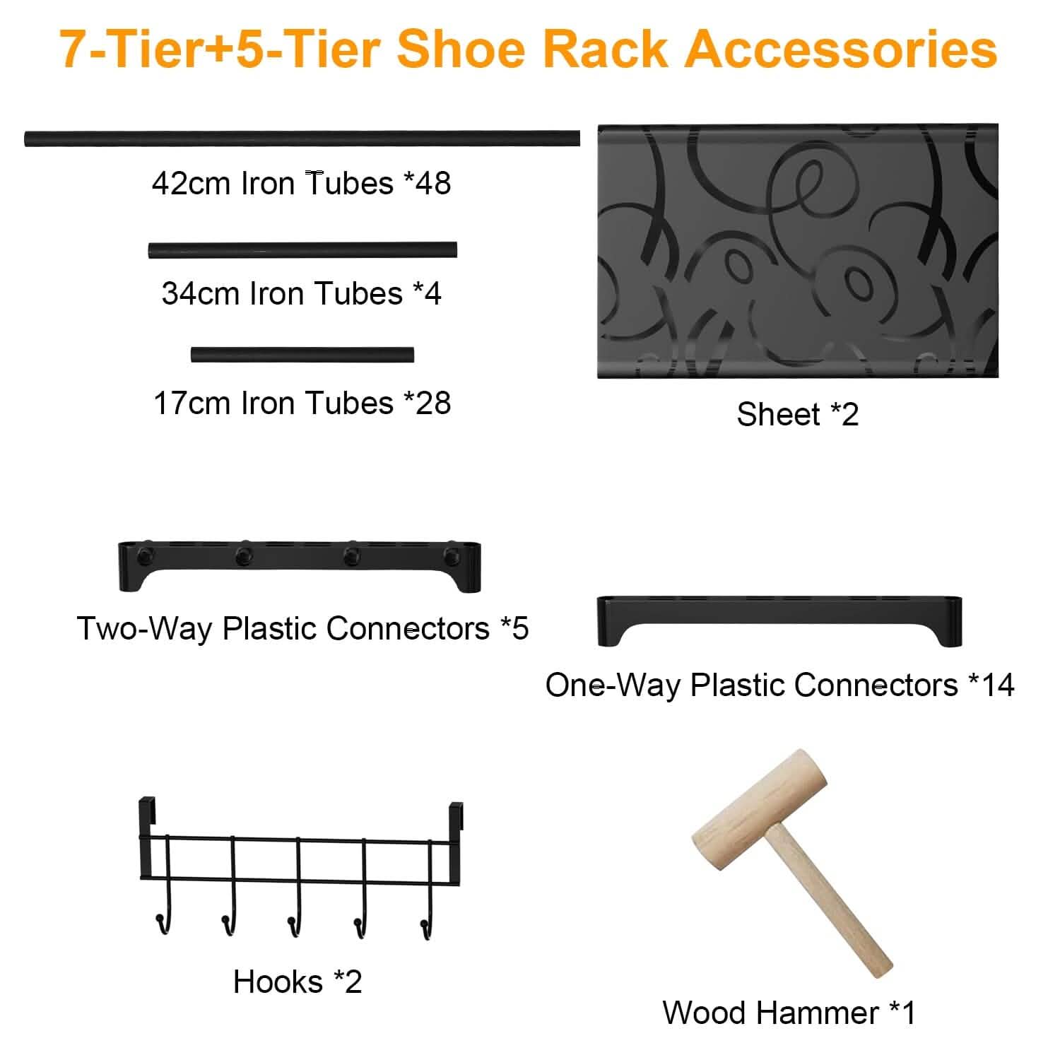 Metal Shoe Storage Shelf Free Standing Shoe Stand with 2 Row Hooks by DailySale