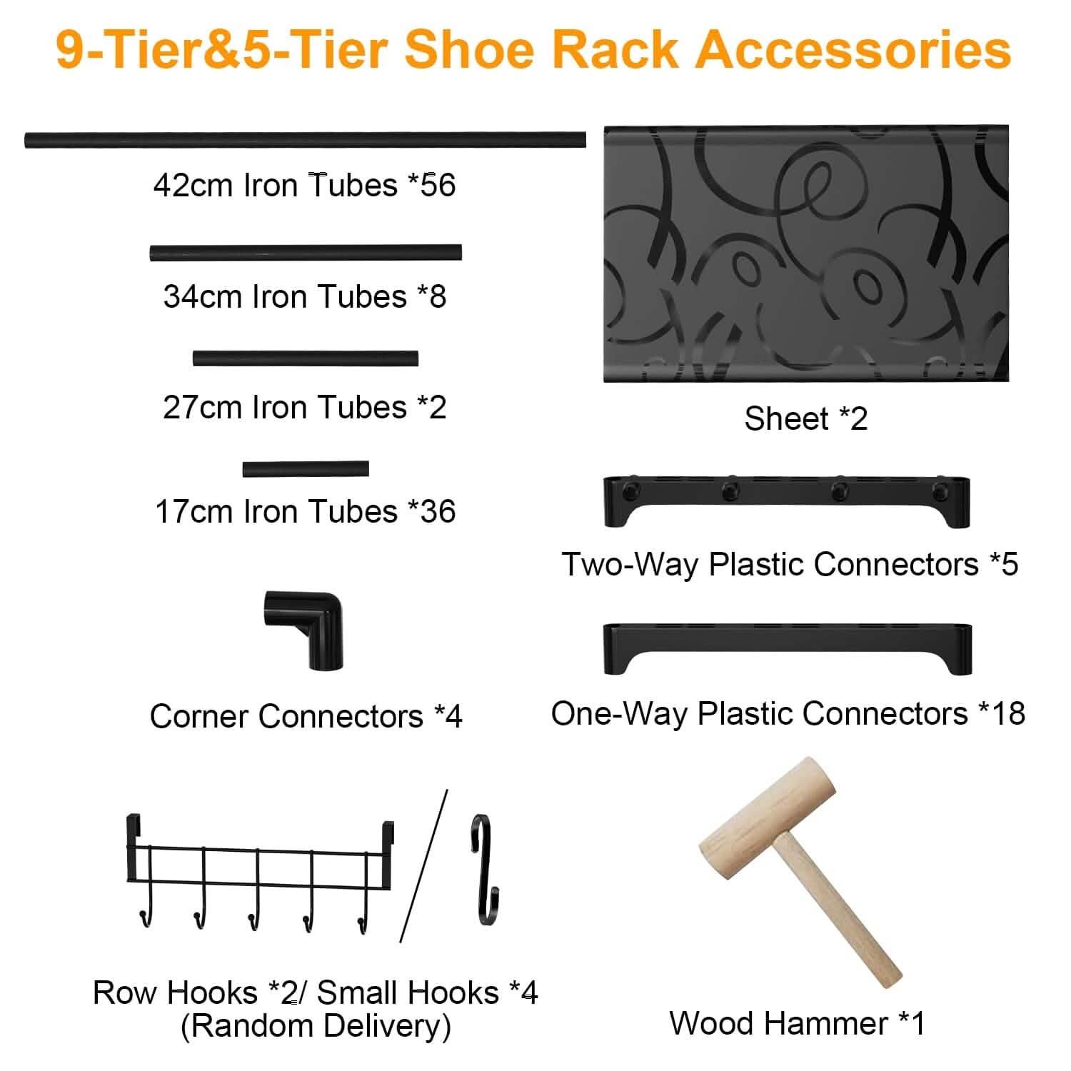 Metal Shoe Storage Shelf Free Standing Shoe Stand with 2 Row Hooks by DailySale