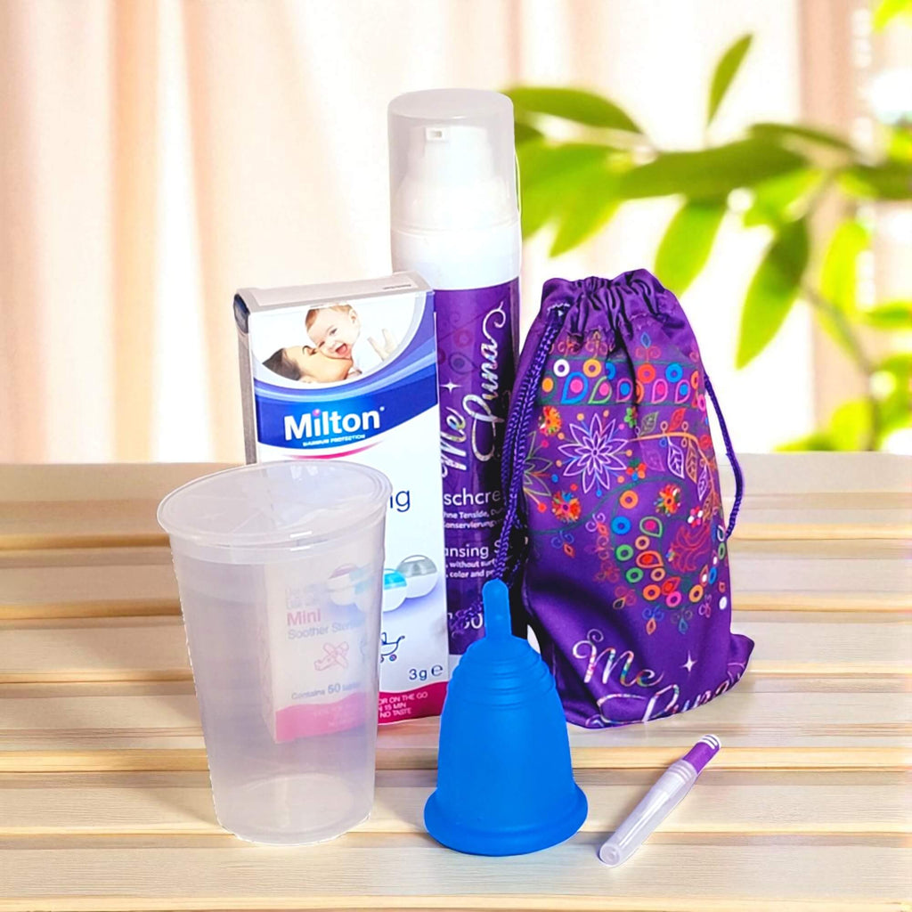 Menstrual Cup Beginner Kit by MeLuna- with Milton Tabs -  BLUE Cup