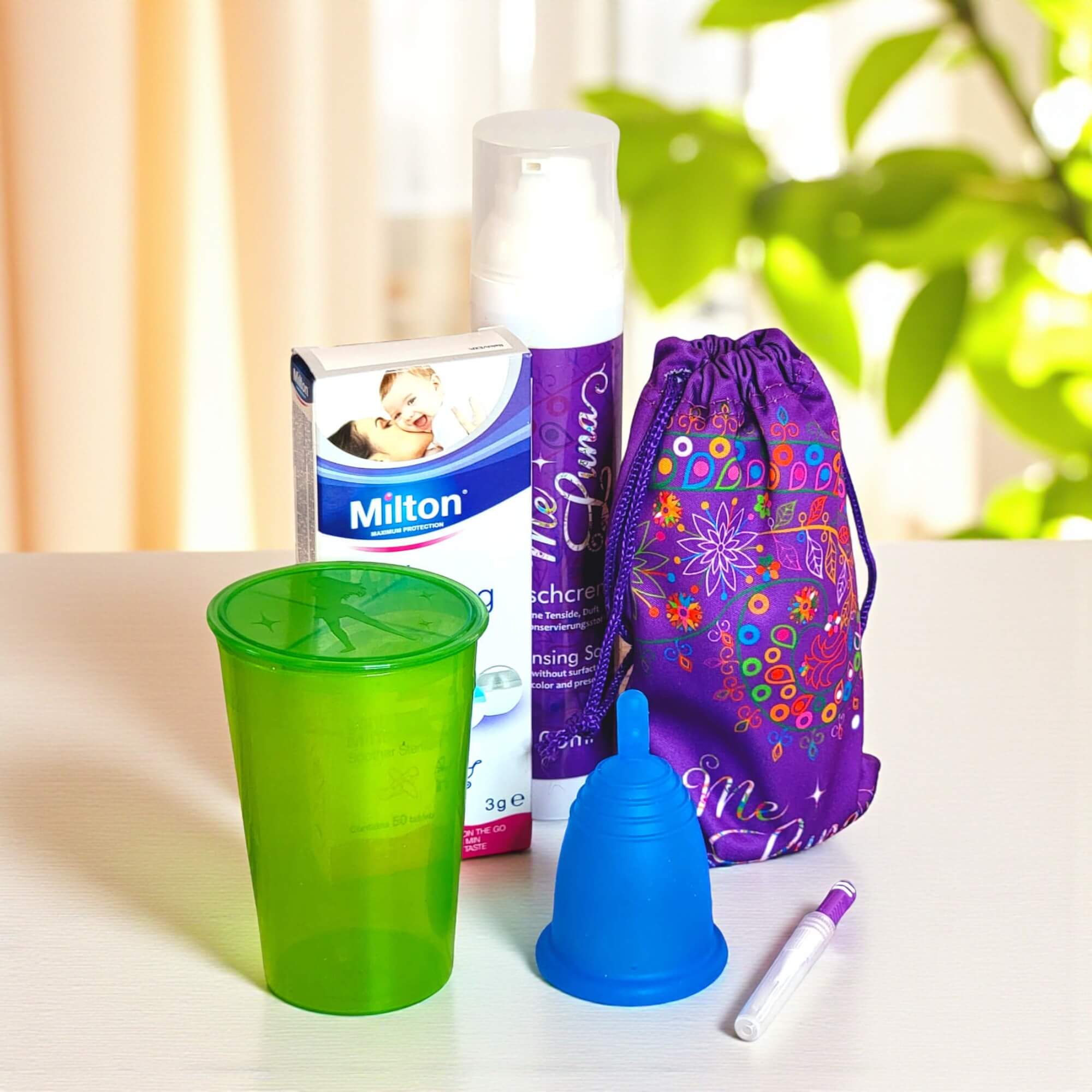 Menstrual Cup Beginner Kit by MeLuna- with Milton Tabs -  BLUE Cup