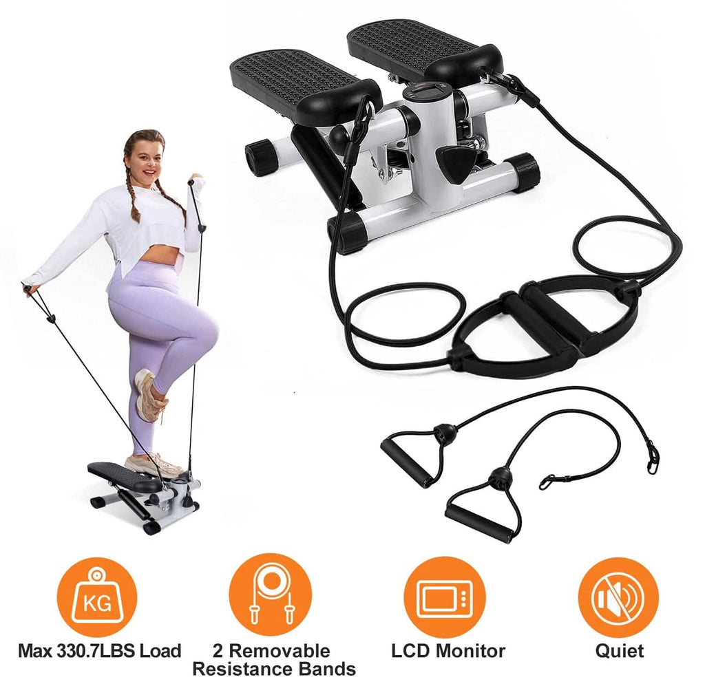 Mini Fitness Stepper with 2 Resistance Bands LCD Monitor by DailySale