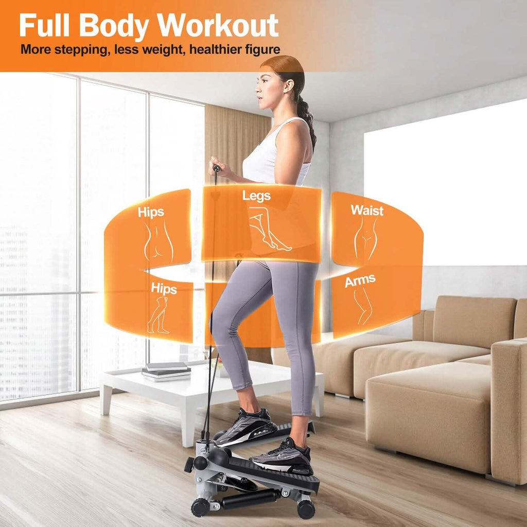 Mini Fitness Stepper with 2 Resistance Bands LCD Monitor by DailySale
