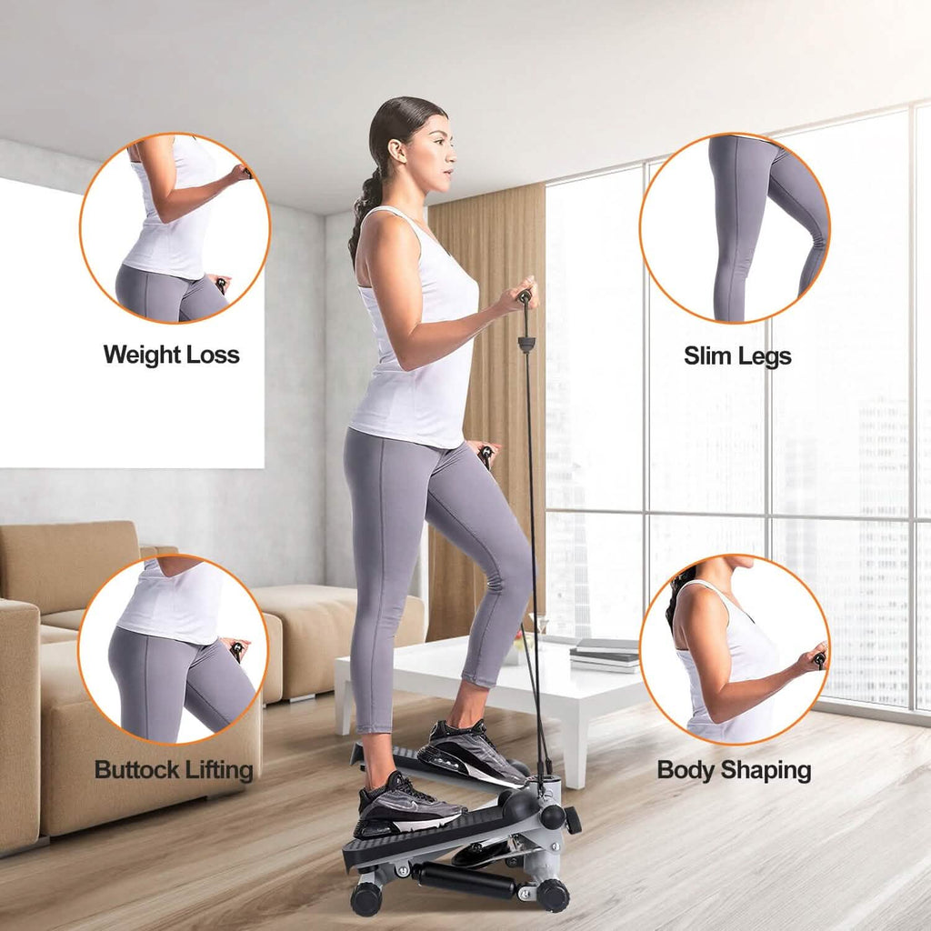Mini Fitness Stepper with 2 Resistance Bands LCD Monitor by DailySale