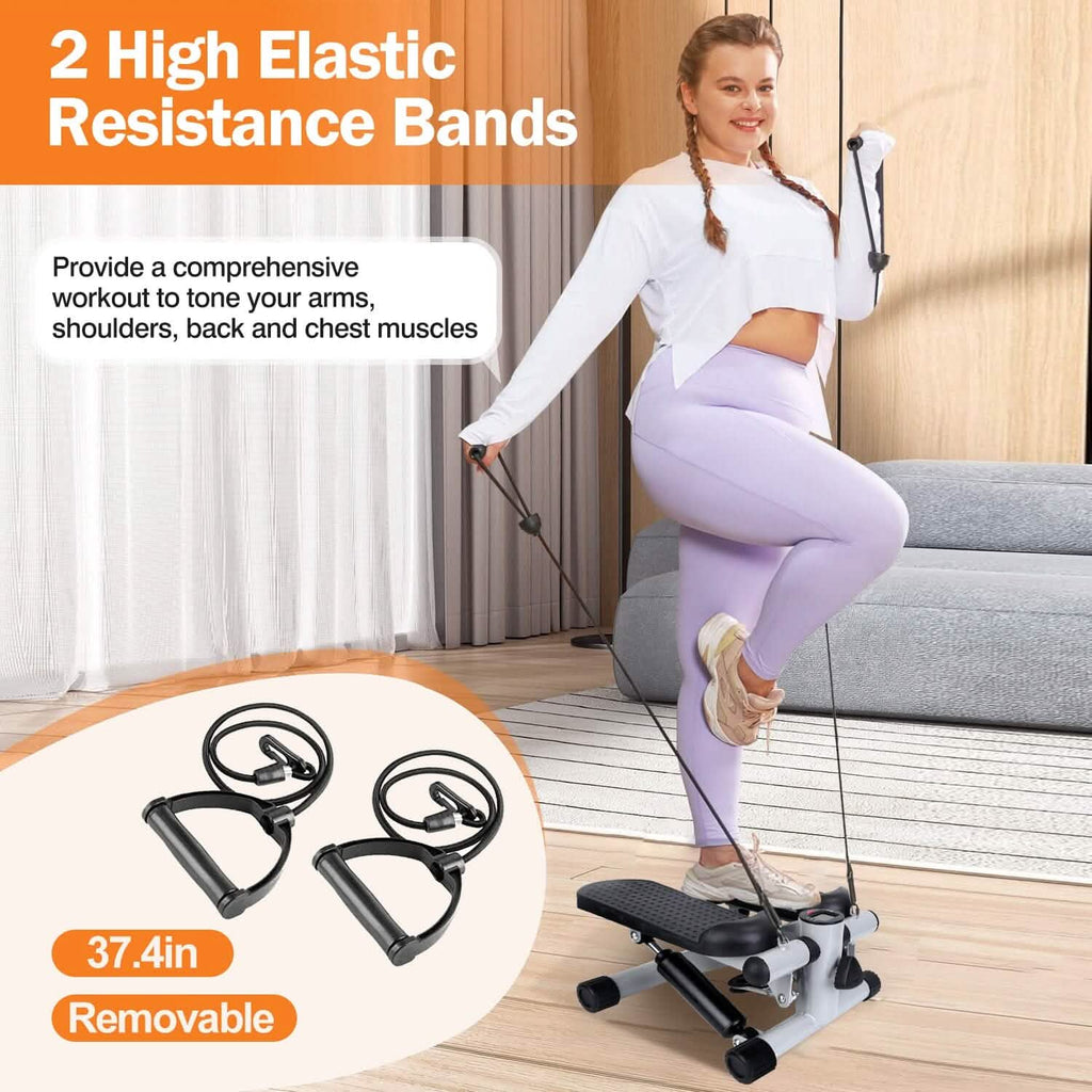 Mini Fitness Stepper with 2 Resistance Bands LCD Monitor by DailySale