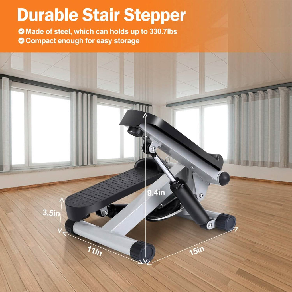 Mini Fitness Stepper with 2 Resistance Bands LCD Monitor by DailySale