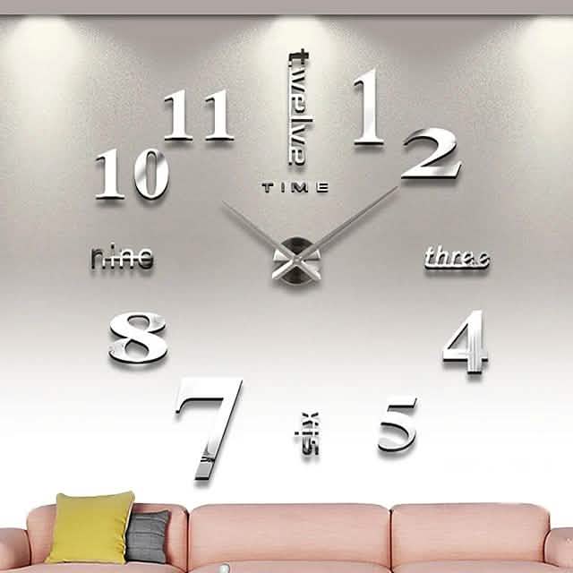 Modern Acrylic Wall Clock Digital Brushed Steel by DailySale
