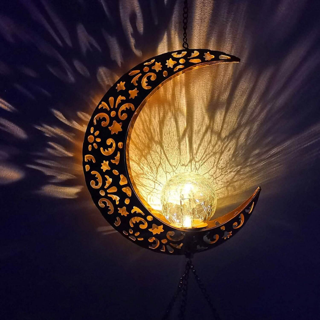 Moon Crackle Glass Ball Wind Chimes Solar Wind Chimes by DailySale