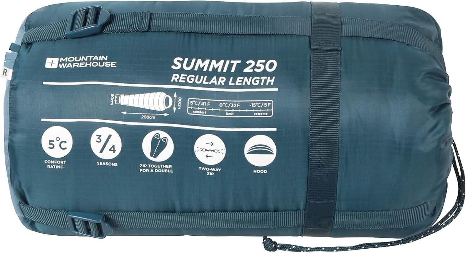 Mountain Warehouse Summit 250 Winter Sleeping Bag - Mummy Shape (Regular Length) by DailySale
