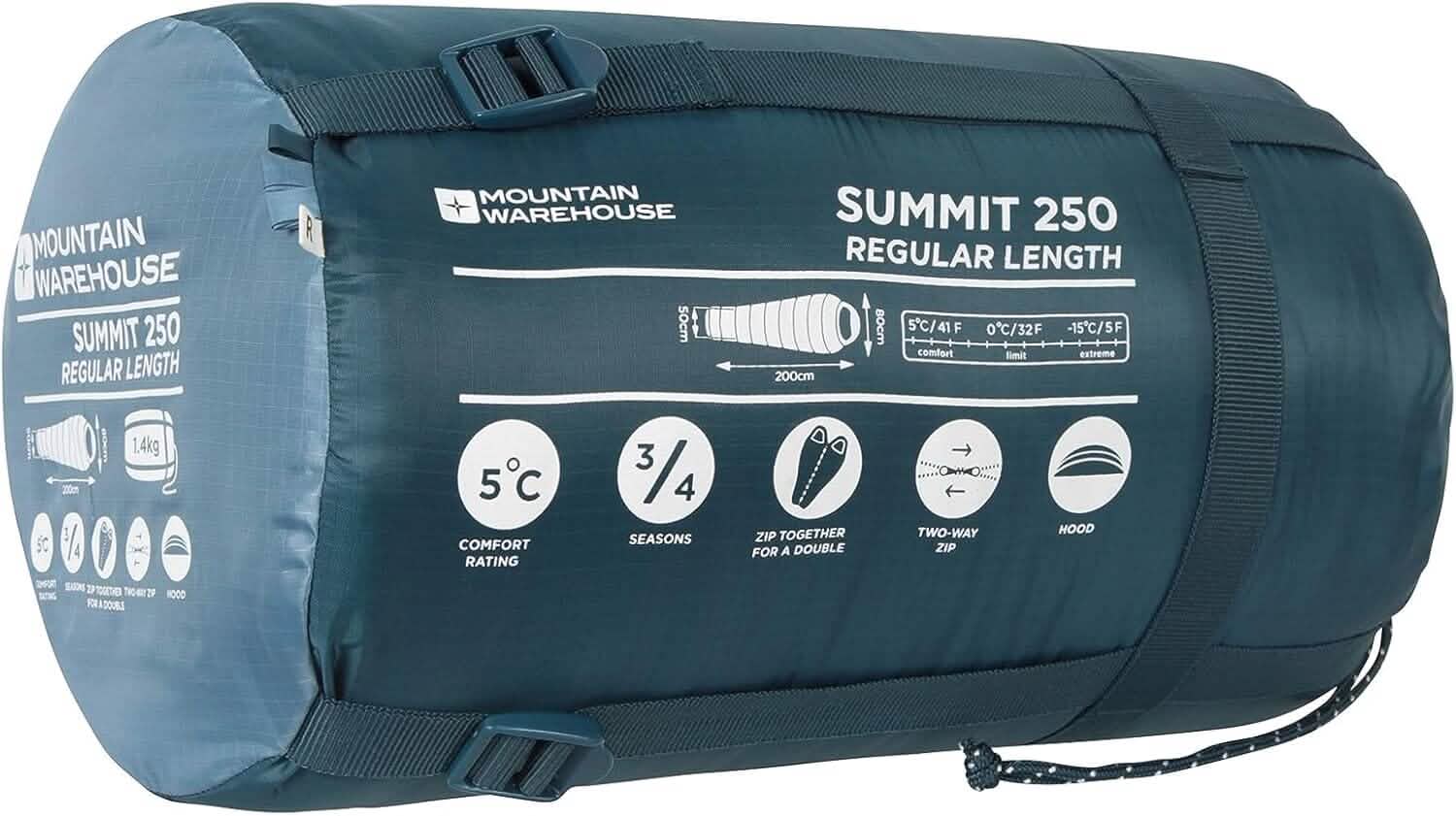 Mountain Warehouse Summit 250 Winter Sleeping Bag - Mummy Shape (Regular Length) by DailySale