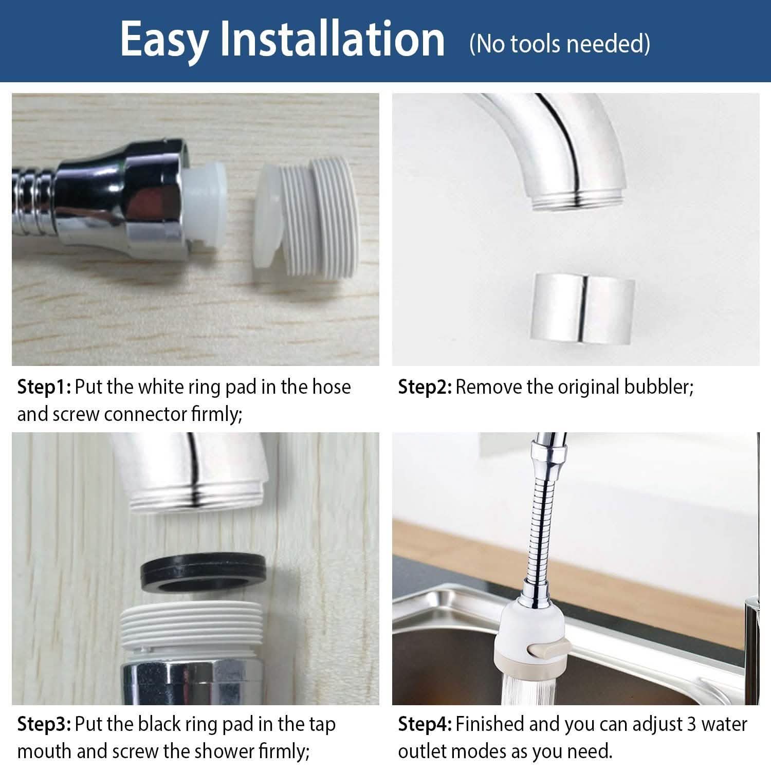 Movable Kitchen Tap Head 360° Rotatable Swivel by DailySale