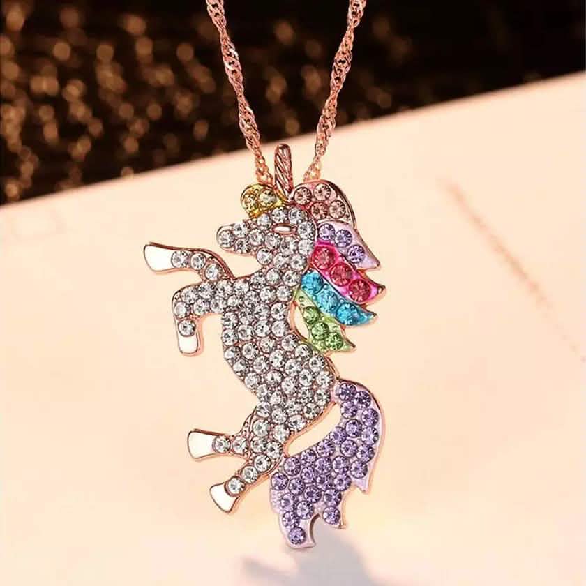 Multi-Colored Unicorn Swarovski Crystal Pendant Necklace by DailySale