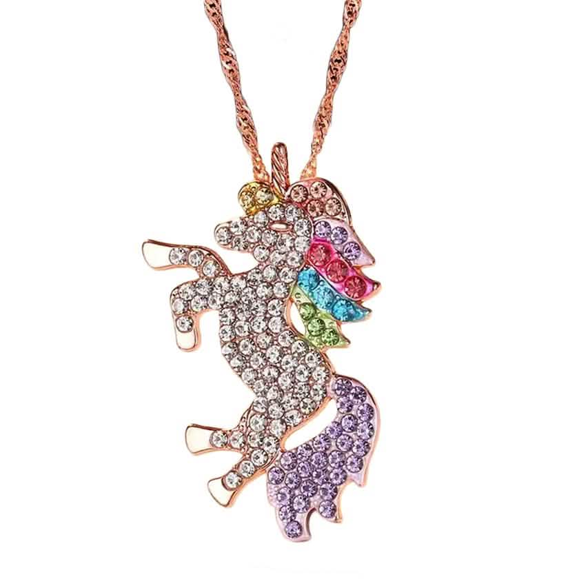 Multi-Colored Unicorn Swarovski Crystal Pendant Necklace by DailySale