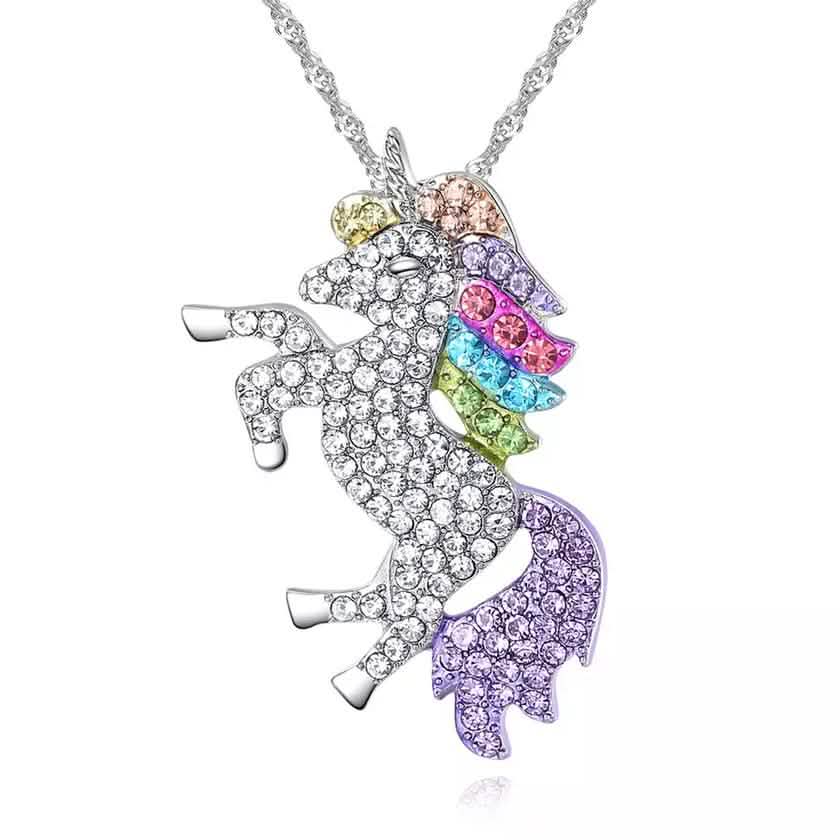 Multi-Colored Unicorn Swarovski Crystal Pendant Necklace by DailySale
