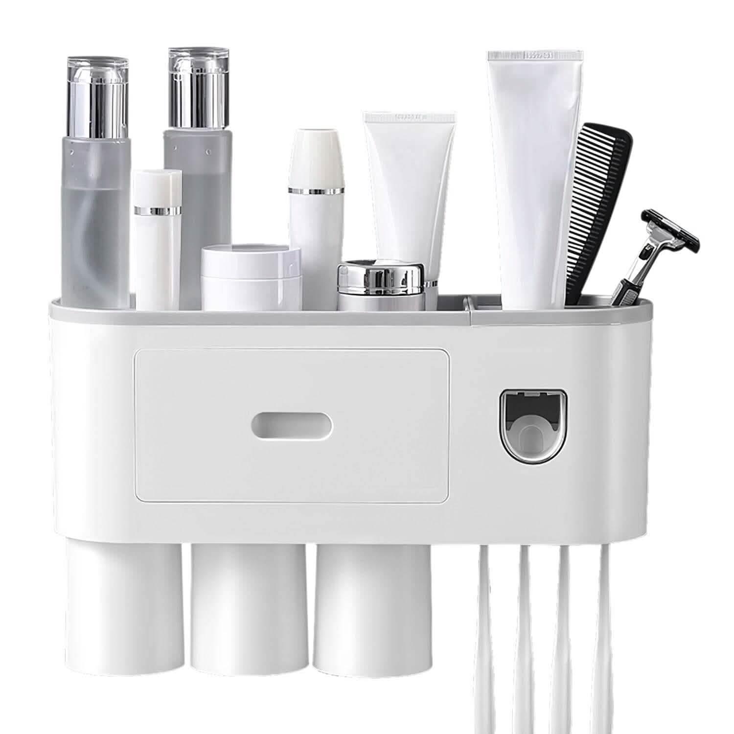 Multifunctional Wall Mount Toothbrush Holder Rack Organizer by DailySale