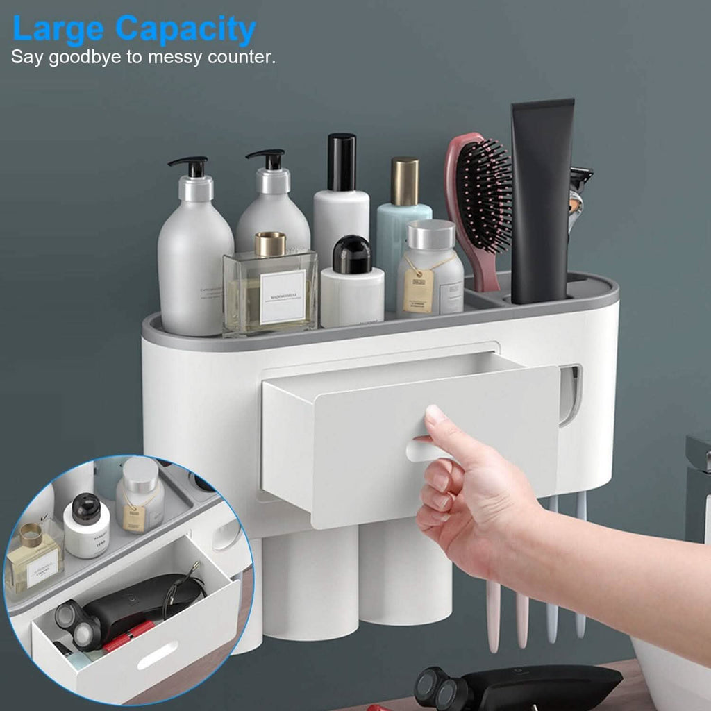 Multifunctional Wall Mount Toothbrush Holder Rack Organizer by DailySale